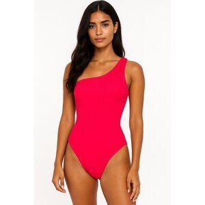NWOT Xhilaration Swimsuit One Piece Ribbed Hot Pink Beachy‎ Vacation Travel M